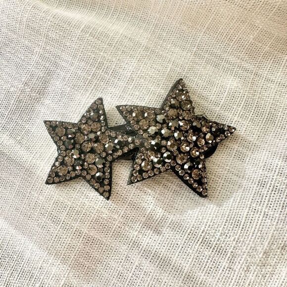 Gun metal color sparkly double start hair clip - Picture 1 of 2
